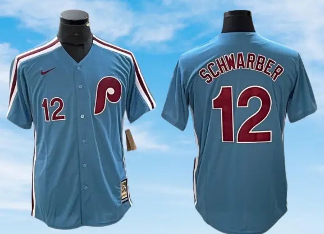2024 MLB Men Philadelphia Phillies #12 Schwarber Nike light blue Home Limited Player Jersey->philadelphia phillies->MLB Jersey